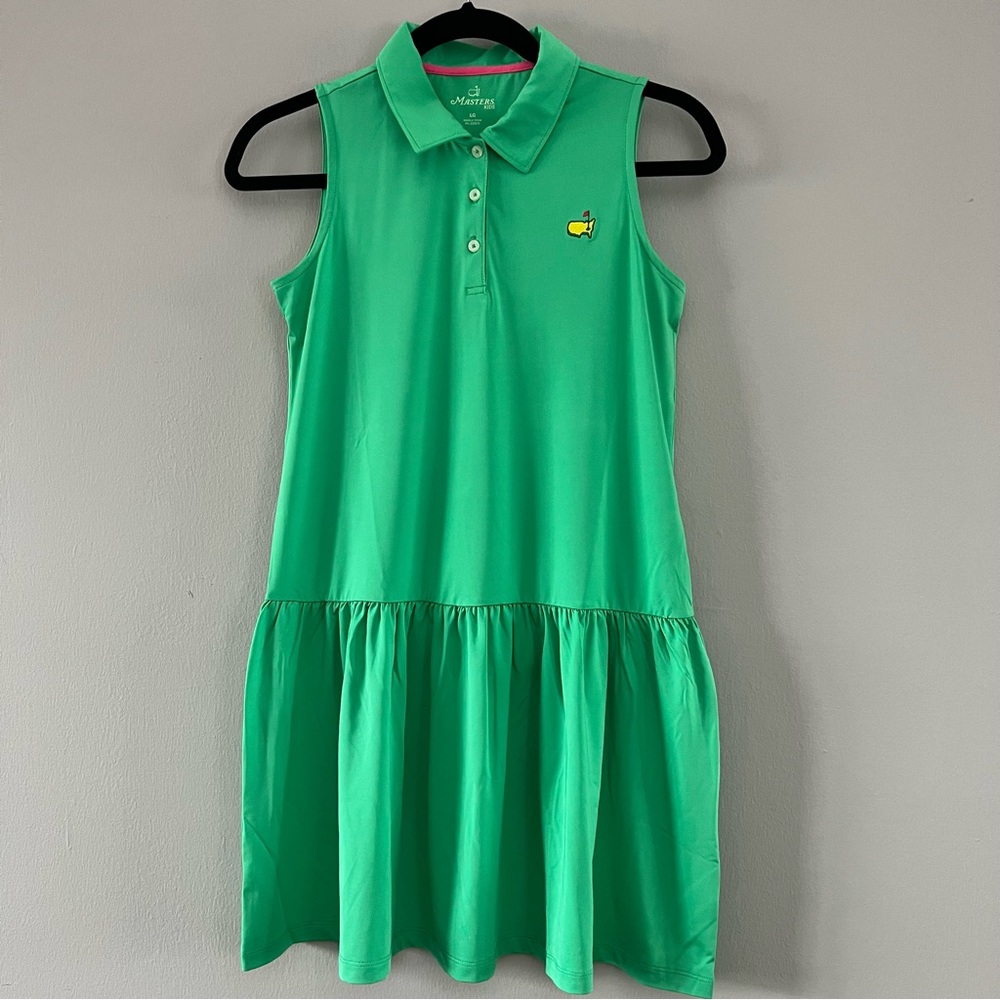 Masters Bright Green Sleeveless Polo Ruffle Hem Dress